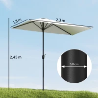 Outsunny Sombrilla Rectangular 230x130x245 cm Parasol para Pared Media Sombrilla con Manivela Protección UV 30+ Impermeable Tela Poliéster180 g/m² para Balcón Terraza Jardín Crema(m-3)