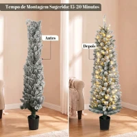 HOMCOM Árvore de Natal Nevada com 150 Luzes LED 150 cm 8 Modos 250 Pontas Verde e Branco(m-7)