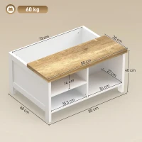 HOMCOM Baú de Armazenamento com Tampa Elevatória, 80x60x40 cm, Efeito Madeira Natural(m-3)