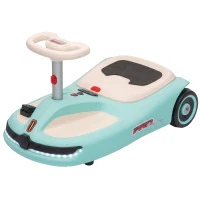 AIYAPLAY 12V Electric Wiggle Car with Pedal, Kids Electric Car with 2 Speeds, Soft Start, Music, Lights for 3-5 Years, Light Blue(m-15)