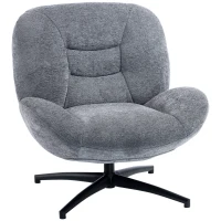 HOMCOM Fotoliu living rotativ, fotoliu lounge cu șezut lat, cotieră integrată, aspect chenille, Gri închis(m-7)