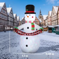 Outsunny Bonhomme de Neige Gonflable de Noël 205 cm avec LED et Musique Décoration de Noël pour Jardin Patio Terrasse Maison(m-3)