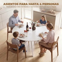 HOMCOM Mesa de Comedor Redonda para 4 Personas con Estructura de Acero Ø120x75 cm Blanco(m-5)