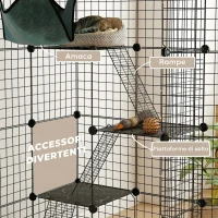 PawHut Gabbia per Gatti Grande 4 Livelli con Struttura Personalizzabile in Acciaio, Rampe, Amaca, per 1-3 Gatti, Nero(m-7)