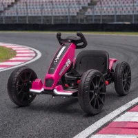 AIYAPLAY 12V Electric Go Kart for Kids with Dual Motors, Adjustable Seat, Soft Start, LED Lights, EVA Wheels, for Age 3-6, Pink(m-9)
