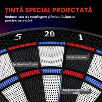 SPORTNOW Țintă Electronică pentru Darts, 6 Săgeți și Display LCD, pentru 8 Jucători, 18 Jocuri și 159 de Variante(m-7)