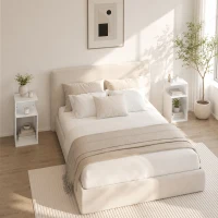 HOMCOM Conjunto 2 Mesas de Apoio Modernas com Prateleira Aberta, para Sala de Estar, Quarto, Escritório, Branco(m-4)