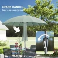 Outsunny 2 m Shanghai Garden Parasol Umbrella with 16 Fibreglass Ribs, Outdoor Parasol Sun Shade with Crank & Tilt, Turquoise(m-6)