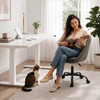HOMCOM Scaun birou ergonomic din chenille, înălțime reglabilă, cotiere integrate, rotativ 360°, 59x60x79-89cm, verde închis(m-5)