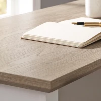 HOMCOM Escritorio para Ordenador con 3 Cajones, 120x55cm, Escritorio con Almacenamiento, Estantes Abiertos y Gran Superficie, Roble y Blanco(m-6)