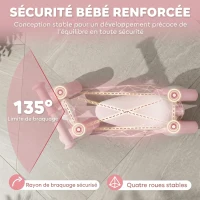 AIYAPLAY Draisienne Bébé 1-2 Ans, 4 Roues Lumineuses, Siège Réglable, Direction Limitée, Pneus EVA Silencieux, 52x22x37cm, Rose(m-5)