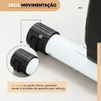 SPORTNOW Bicicleta Estática Dobrável Silenciosa com 8 Níveis de Resistência, Monitor LCD, Assento Ajustável e Rodas, Branca(m-7)