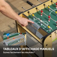 SPORTNOW Baby-Foot Enfant 18 Joueurs 2 Balles, Barres 360°, Poignées Antidérapantes, Compteurs de Score, 75x66x75cm, Bois Naturel(m-6)