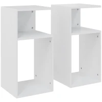 HOMCOM Conjunto 2 Mesas de Apoio Modernas com Prateleira Aberta, para Sala de Estar, Quarto, Escritório, Branco(m-1)