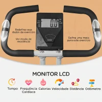 SPORTNOW Bicicleta Estática Dobrável Silenciosa com 8 Níveis de Resistência, Monitor LCD, Assento Ajustável e Rodas, Branca(m-4)