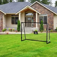HOMCOM Poartă de Fotbal de Exterior din Metal, cu Țintă și Stâlpi din Material Oxford, 186 x 62 x 123 cm, Negru(m-9)