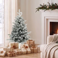 HOMCOM Mini 90 cm Árvore de Natal com 296 Pontas de Ramos Efeito Neve Mini Árvore de Mesa para Casa Escritório Branco(m-2)