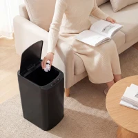 HOMCOM Poubelle de Cuisine Automatique 12 L en Acier Inoxydable, Poubelle à Capteur avec Couvercle, 28 x 22 x 41 cm, Noir(m-8)
