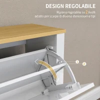 HOMCOM Scarpiera Moderna per 16 Paia Max con 4 Cassetti Regolabili e Rimovibili, in Legno, 105x26x80 cm, Bianco(m-5)