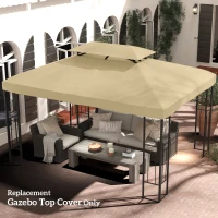 Outsunny Toldo de Substituição 4x3m para Pérgola de Jardim 2 Níveis Respirável com 10 Orifícios de Drenagem Creme(m-10)