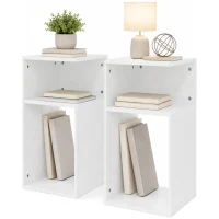 HOMCOM Set 2 Mesitas de Salón Modernas con Balda Abierta, para Salón, Dormitorio, Oficina, Blanco(m-7)