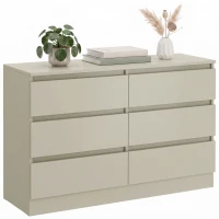 HOMCOM Comodă cu 6 Sertare Sinfonier Modern, Suport TV până la 119,38 cm 100x35x69 cm Maro Deschis(m-7)