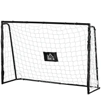 HOMCOM Poartă de Fotbal de Exterior din Metal, cu Țintă și Stâlpi din Material Oxford, 186 x 62 x 123 cm, Negru(m-1)
