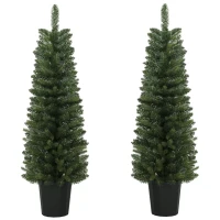 HOMCOM Set de 2 brazi artificiali, 120 cm, brad pentru intrare cu 170 vârfuri de crengi, bază de ghiveci, verde(m-7)