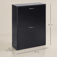 HOMCOM Zapatero de Entrada Recibidor con 2 Cajones y Estantes Ajustables Zapatero Estrecho para Pasillo 60x24x80 cm Negro(m-3)