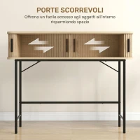 HOMCOM Consolle da ingresso con scomparti e ante scorrevoli, 100x30x80 cm, rovere(m-5)
