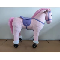 AIYAPLAY Cavalo de Brincar com Rodas, Som de Cascos, Música, Pedais e Pegas, Estrutura Metálica, +3 Anos, 50 kg, Rosa(m-5)