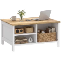 HOMCOM Baú de Armazenamento com Tampa Elevatória, 80x60x40 cm, Efeito Madeira Natural(m-7)