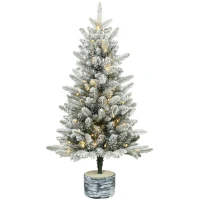 HOMCOM Sztuczna choinka, 90 cm, 50 LED, 240 końcówek, sztuczny śnieg, podstawa z tlenku magnezu(m-12)