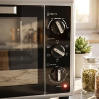 HOMCOM 46 L mini-oven met draaispit, hetelucht, temperatuurregeling en timer, 1800 W, zwart(m-13)