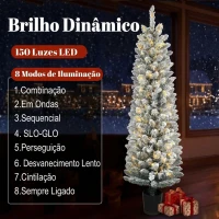 HOMCOM Árvore de Natal Nevada com 150 Luzes LED 150 cm 8 Modos 250 Pontas Verde e Branco(m-5)