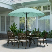 Outsunny 2 m Shanghai Garden Parasol Umbrella with 16 Fibreglass Ribs, Outdoor Parasol Sun Shade with Crank & Tilt, Turquoise(m-8)
