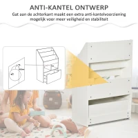 HOMCOM Kinderrek met Lade, Boekenkast met Vakken, 60 x 29,9 x 90 cm, Wit(m-5)