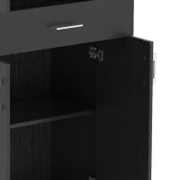 HOMCOM Aparador Alto Armário de Cozinha 4 Portas 2 Armários e 1 Gaveta Central Altura 180 cm com 2 Prateleiras Reguláveis Preto(m-8)