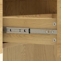 HOMCOM Mesa Consola com 2 Gavetas, Móvel Consola, 100 x 30 x 85 cm, Cantos Arredondados e Tampo Espesso, Madeira Natural(m-8)