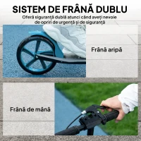 HOMCOM Trotinetă Pliabilă pentru Adulți, Ghidon Reglabil, Aluminiu, Roți Mari 200 mm, Amortizor, Frână Dublă, 100 kg, Albastră(m-6)