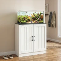 PawHut Fish Tank Stand, 20-29 Gallon Aquarium Stand with Cabinet Storage, Power Outlets and Anti-Tip Kit, White(m-13)