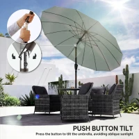 Outsunny 2 m Shanghai Garden Parasol Umbrella with 16 Fibreglass Ribs, Outdoor Parasol Sun Shade with Crank & Tilt, Turquoise(m-7)