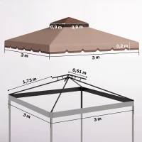 Outsunny Toldo de Substituição 3x3 m com Teto Duplo Orifícios de Drenagem e UPF 30+ Apenas Toldo NÃO Inclui Estrutura Caqui(m-3)