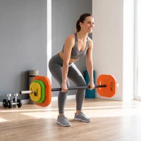 SPORTNOW Set de Pesas Ajustables con Barra de Acero de 140 cm 6 Discos de 5kg 2,5kg 1,5kg 2 Clips para Casa Gimnasio(m-8)