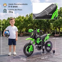 AIYAPLAY Mota Elétrica para Crianças 12V com 2 Rodas Auxiliares Amovíveis, 2 Motores, Suspensão Traseira, Música, 3 km/h, Verde(m-3)
