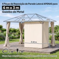 Outsunny 4 Paredes Laterais para Tenda 352x205 cm Laterais para Tenda Universal com Ganchos e Argola em C para Jardim Terraço Bege(m-3)