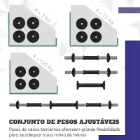 SPORTNOW Kit de Halteres 20kg 2 em 1 com Barra de Pesos Pega Antiderrapante para Treino de Força Preto Verde(m-5)