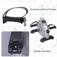 HOMCOM Mini Exercise Bike, Portable Pedal Exerciser, Under Desk Bike with LCD Display for Legs and Arms Training, Silver Tone(m-5)