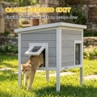 PawHut Outdoor Cat House, Insulated Cat Shelter with Insulated Liner, Waterproof Asphalt Roof, Escape Door, Opening Top(m-6)