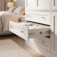 HOMCOM Guarda-roupa Quarto com 4 Portas, 3 Gavetas, Barra de Suspensão e Prateleira Regulável, 120 x 50 x 176,5 cm, Branco(m-9)